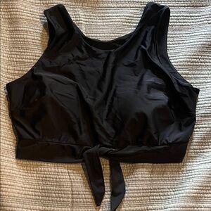 Black Tie-Front bathing suit top
